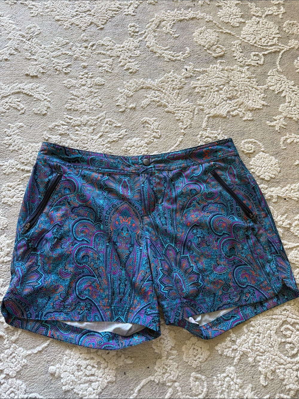 Women's Teal Paisley Pull-On Shorts